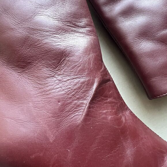 Tibi Red Leather Slip On Heeled Fashion Ankle Boots Booties Women’s EU 36.5 US 6 - Picture 8 of 16